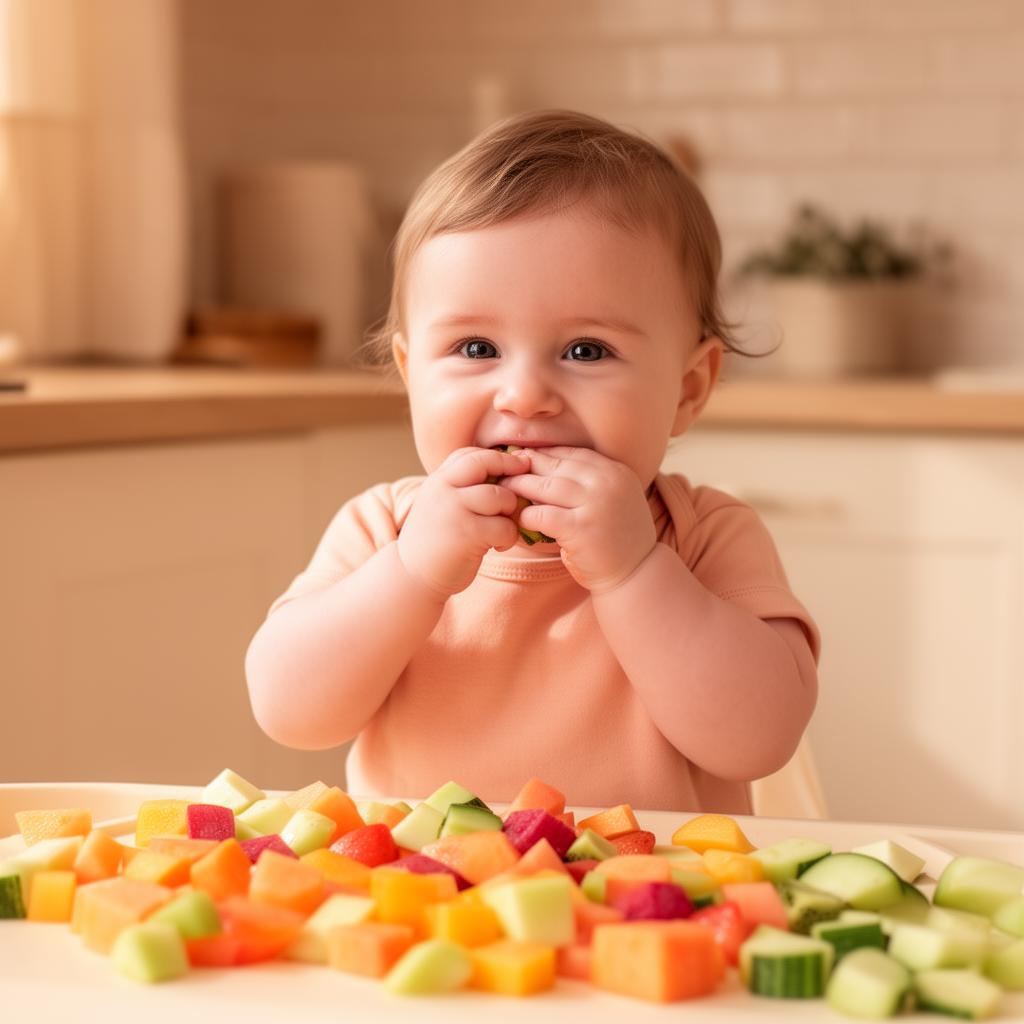 Bebé feliz comiendo con el método Baby-Led Weaning