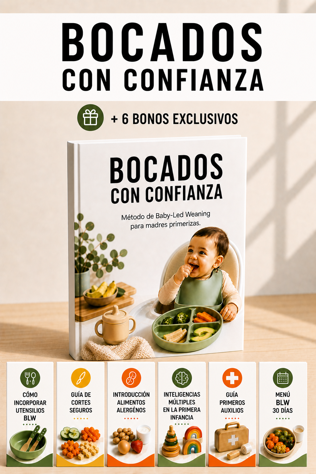 Mockup del ebook Bocados con Confianza con los 6 bonos